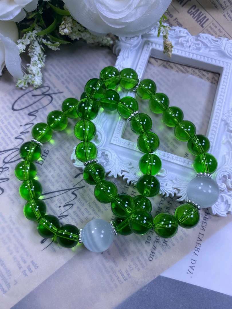 绿白10mm手串发一条B95