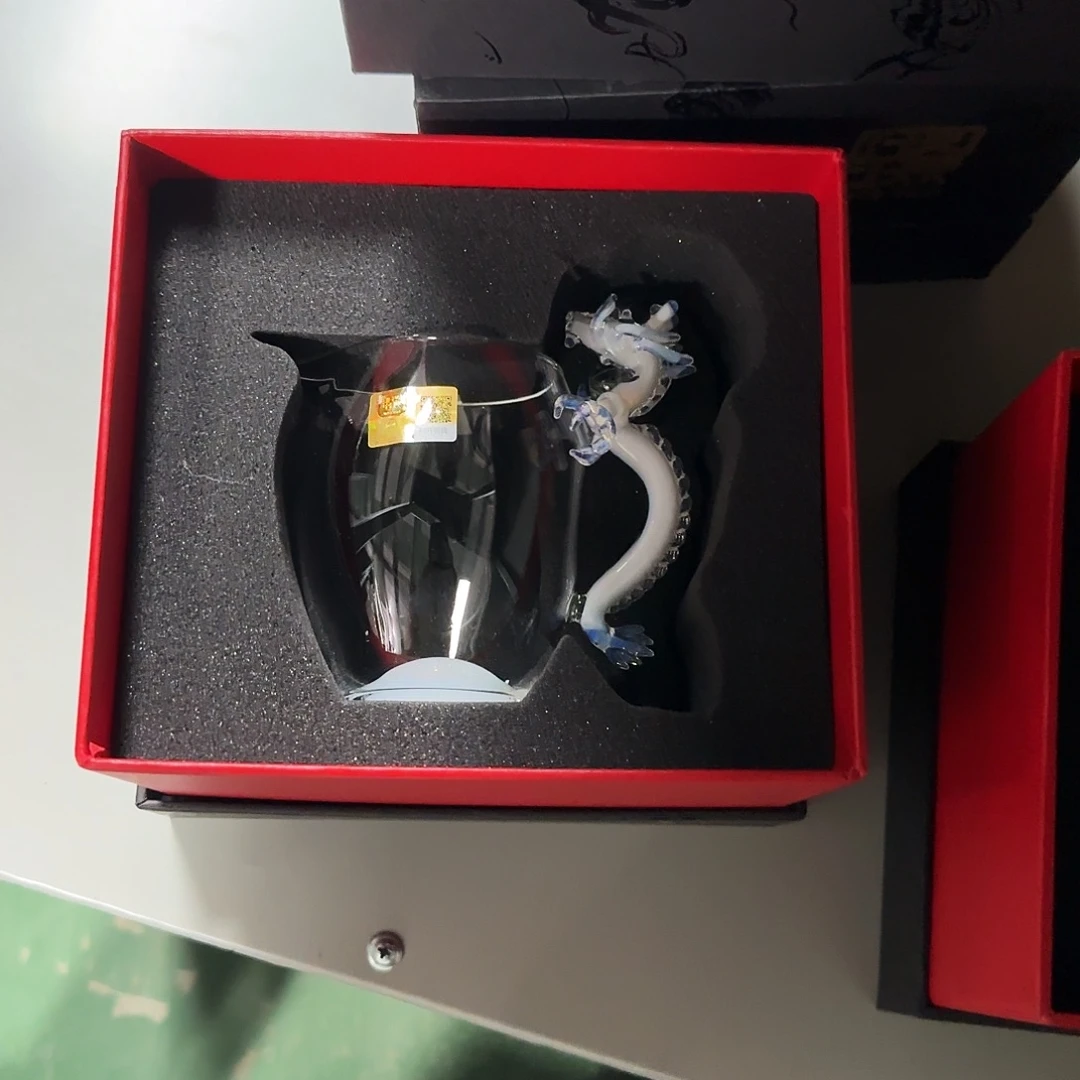 小***夏手工艺品琉璃白龙二代1006加陶瓷杯垫加银嘴过滤