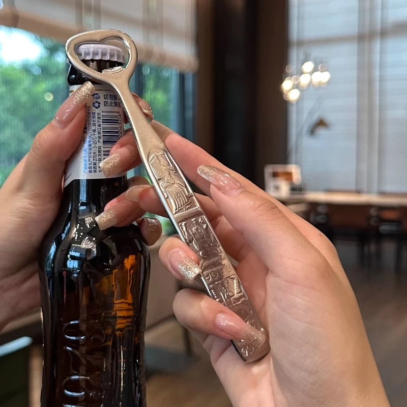 心形不锈钢啤酒开瓶器起子 北欧ins风启瓶器轻奢开盖器复古便携