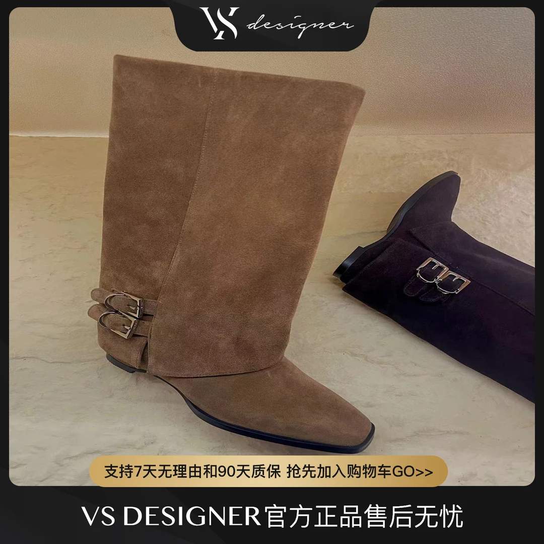 微时尚秋季新款气质女神时尚百搭圆头中跟长筒女靴20108