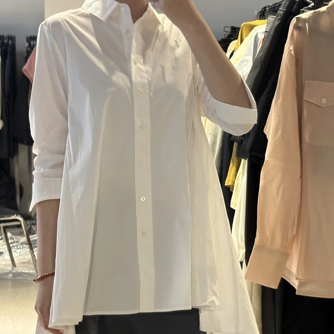 D31557南油爆款文艺基础显瘦中长款衬衣