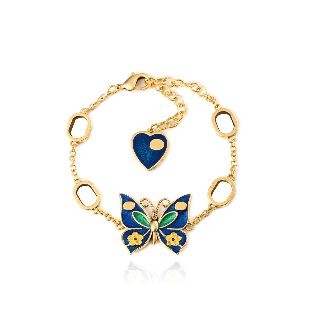 合金珐琅手链 红楼镀K金 复古蝴蝶字母手链 ZF-C71