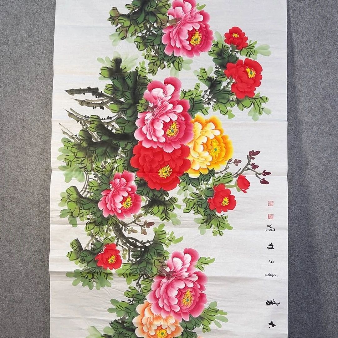 国画595 花鸟是在花间集和花盆的