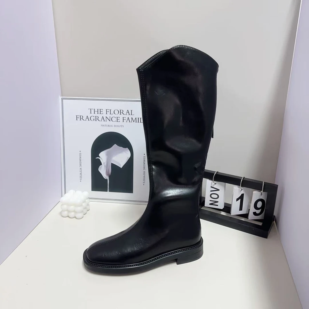 [二哥专属]2024新款骑士靴皮靴子女长筒靴显瘦不过膝长靴89022