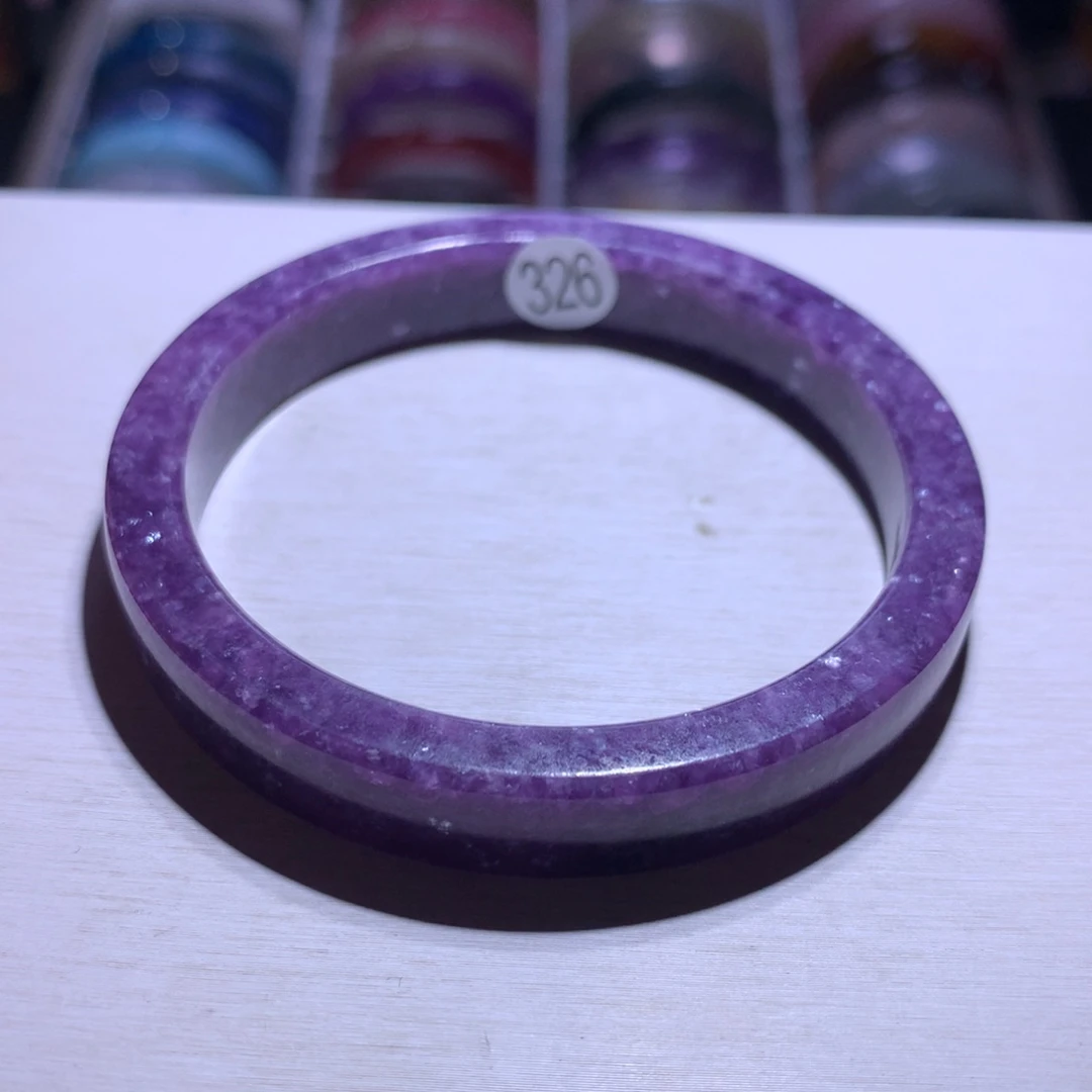 手镯水晶银S925镶嵌紫锂云母55.1圈326