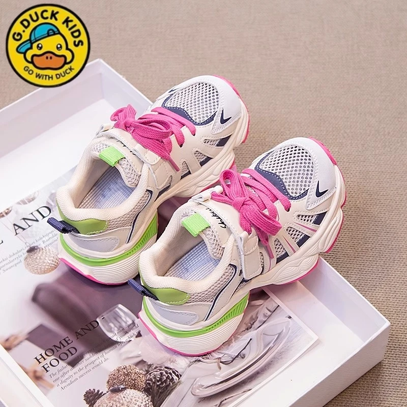 小黄鸭童鞋儿童运动鞋2025新款儿童老爹鞋透气网面中大童春秋鞋子