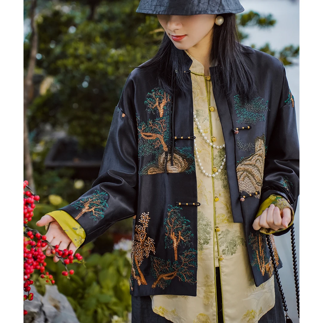 【亭台楼阁 · 蚕丝羊毛 · 手工绣】典藏级 100%桑蚕丝外套X1131