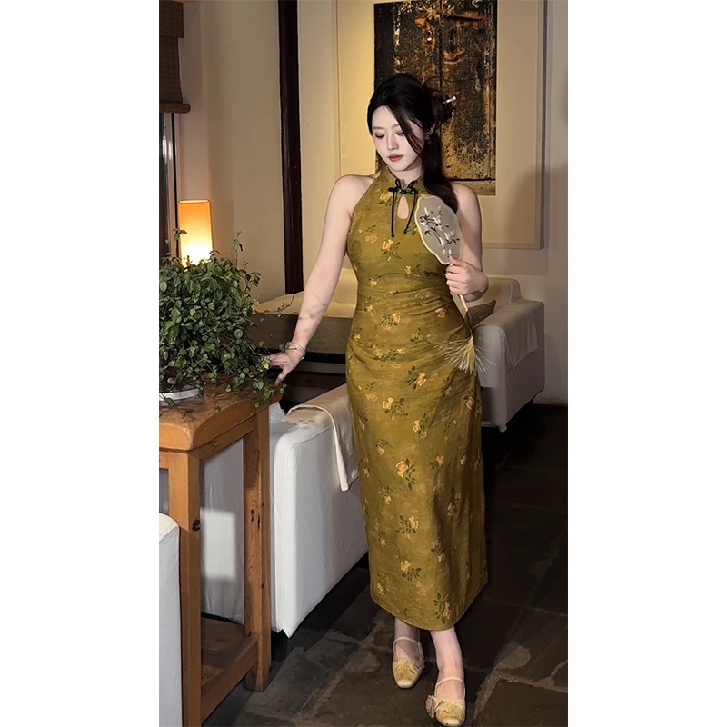 DMcc【暗香浮动】新中式国风显瘦改良镂空盘扣旗袍遮肉连衣裙