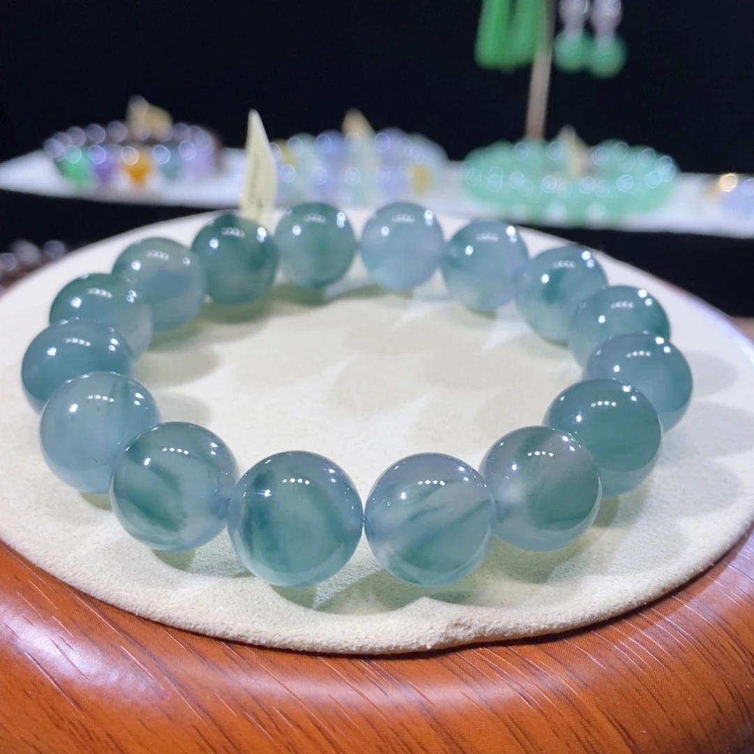 翡翠未镶嵌吊坠(不含链)翡翠高冰飘蓝花手串