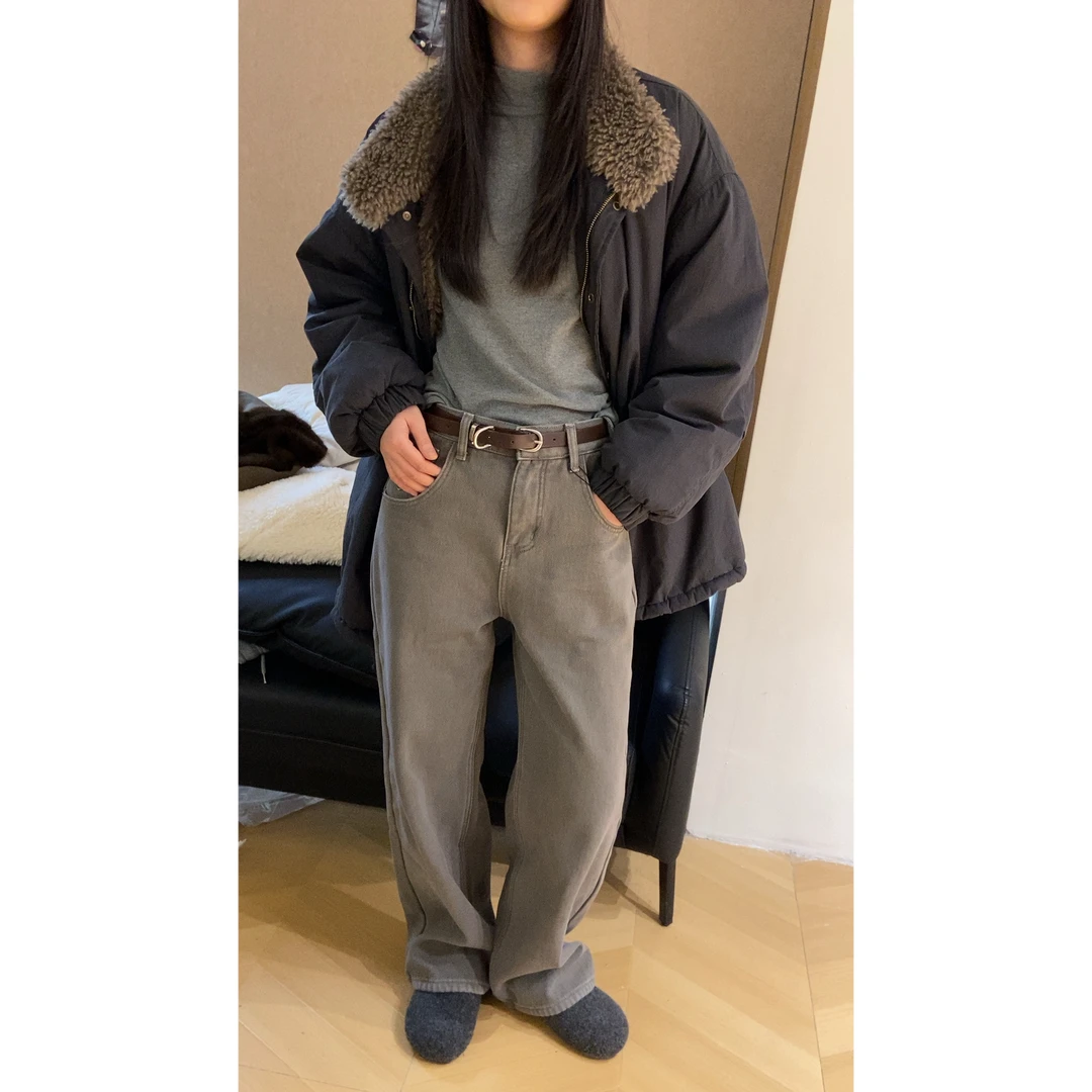 欧尼【加绒加厚显瘦牛仔裤】冬季新款加绒加厚牛仔裤