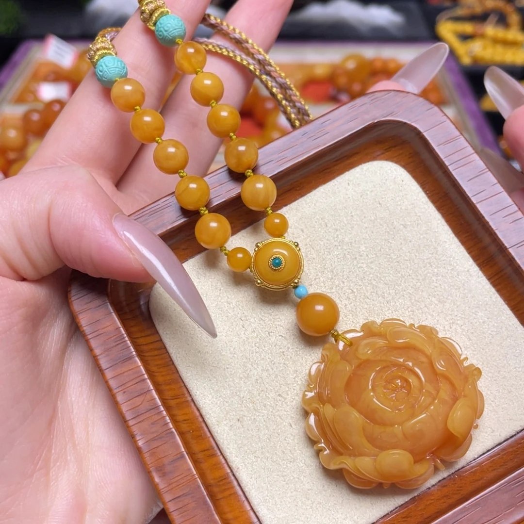 未镶嵌颈饰蜜蜡项链