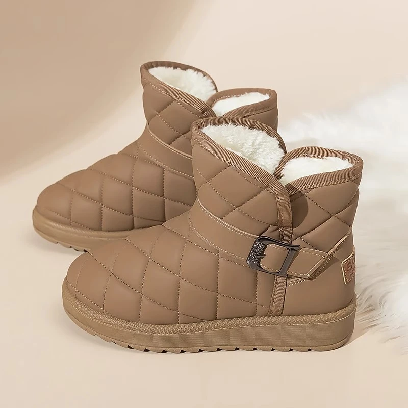 WANSSENY2025新款冬季雪地靴短筒靴防滑加绒加厚防水棉鞋女面包鞋