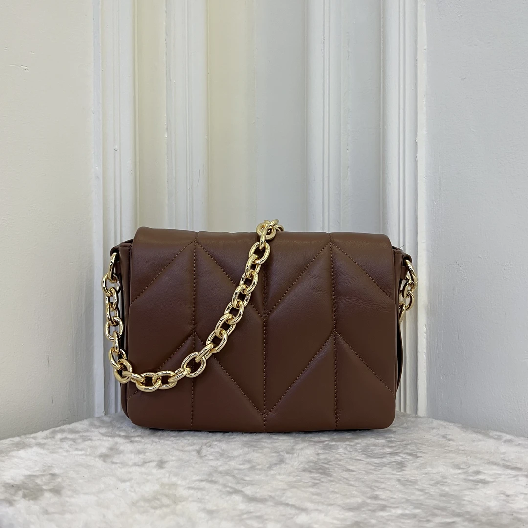时尚轻奢12F66棕色经典单肩斜挎女包