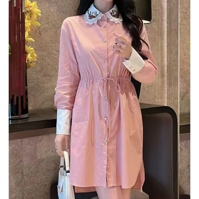 【南油玲姐】粉色长袖连衣裙84828
