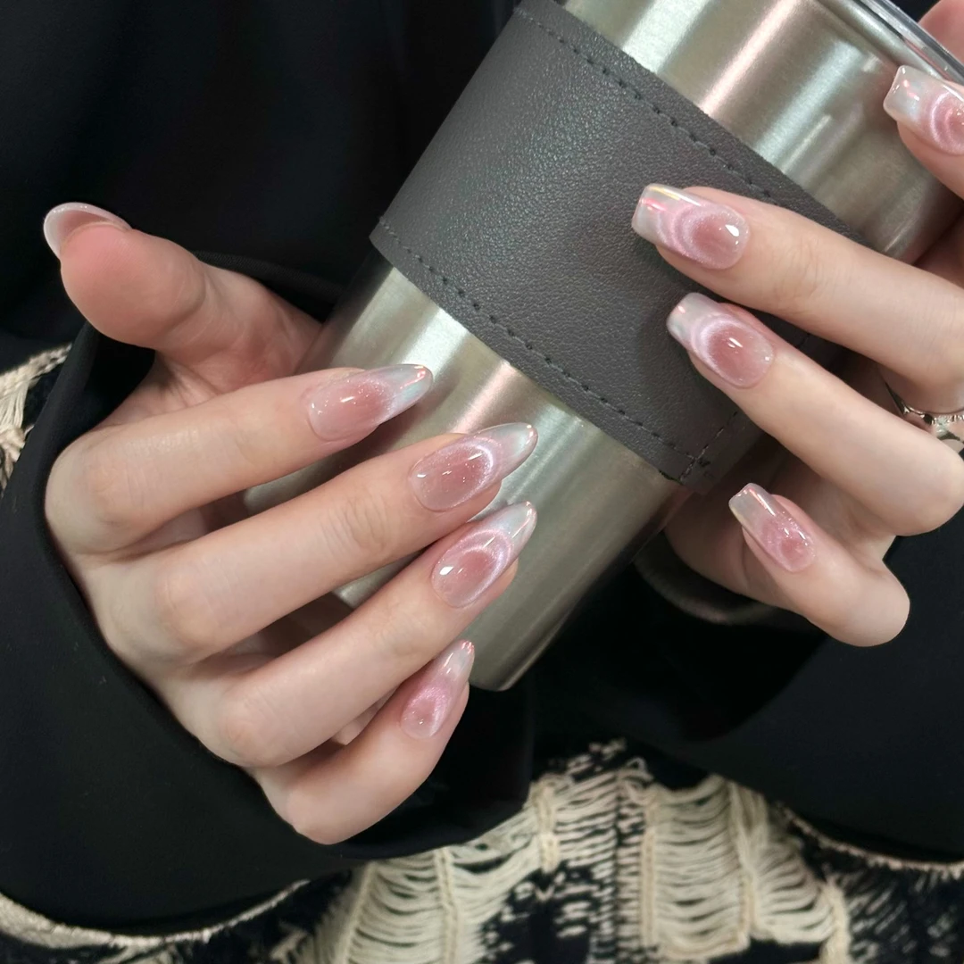 「S1338回归线」腮红法式偏光猫眼纯手工穿戴甲 18种甲型定制