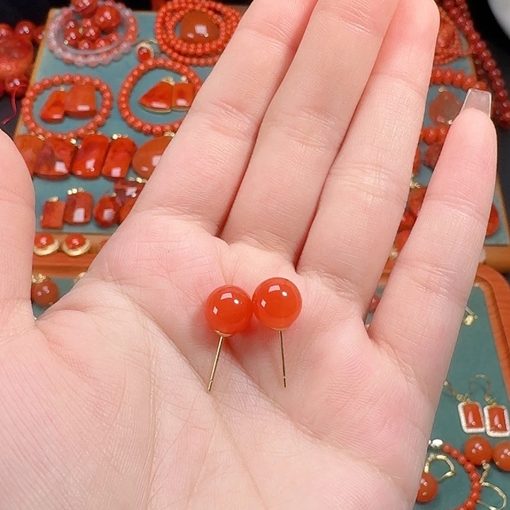 南红玛瑙银S925镶嵌8+