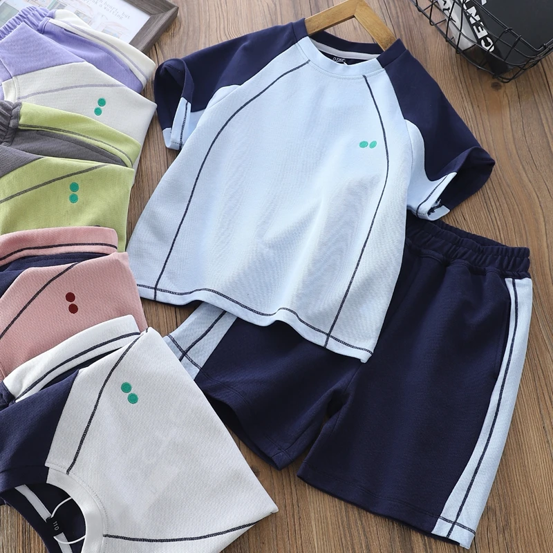 男童夏季新款吸汗T恤短裤套装中大童休闲运动时尚百搭两件套6189