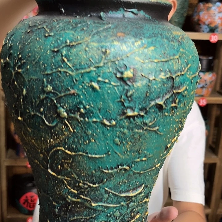 红陶浮雕花盆炸炸炸
