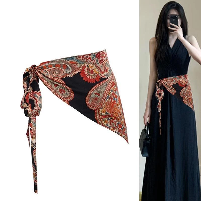 系在腰上的三角巾高级感腰封腰间配饰女配裙子新中式遮屁帘布腰带