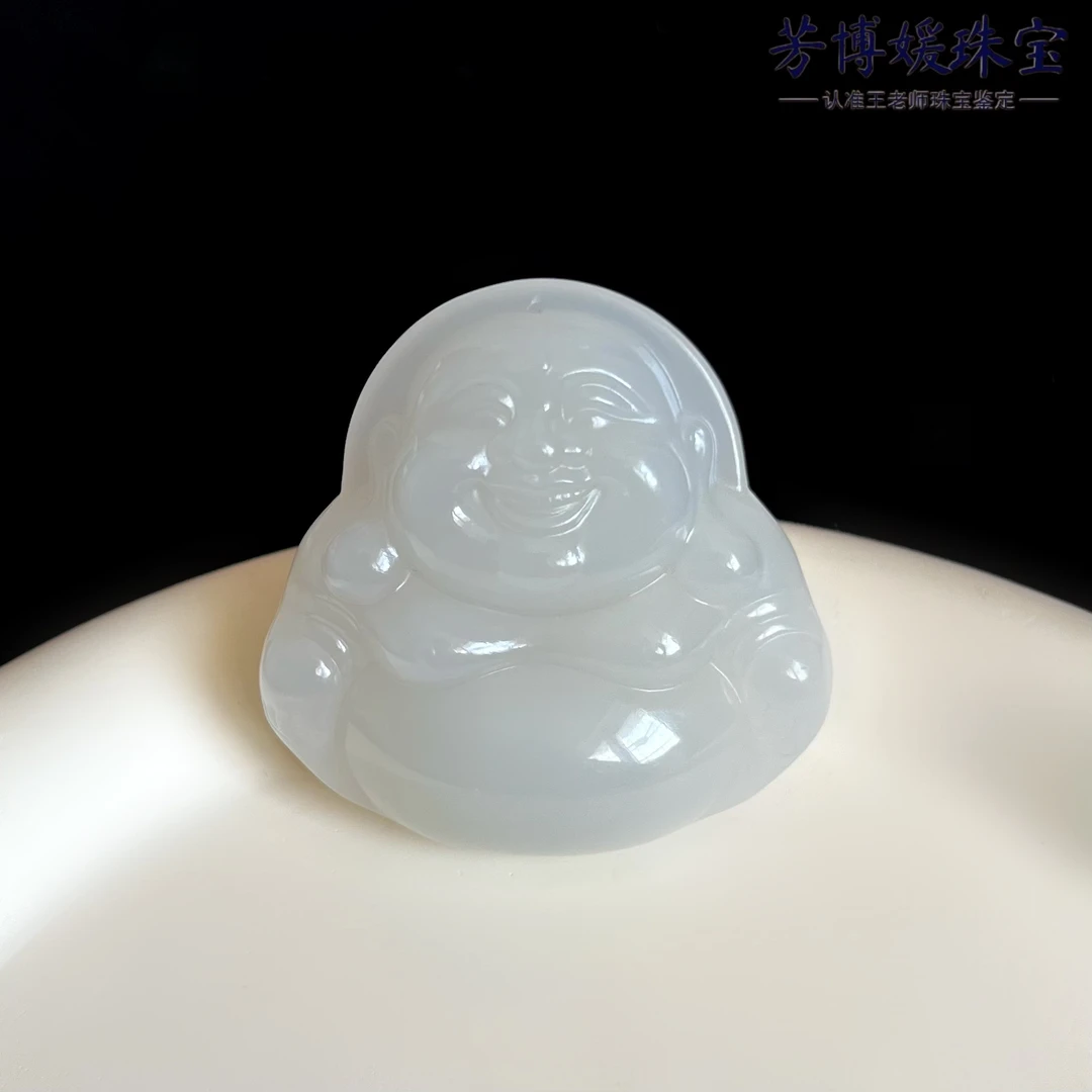 GH30天然高品质和田玉白玉老料45mm佛公吊坠 玉坠 多样性发其一