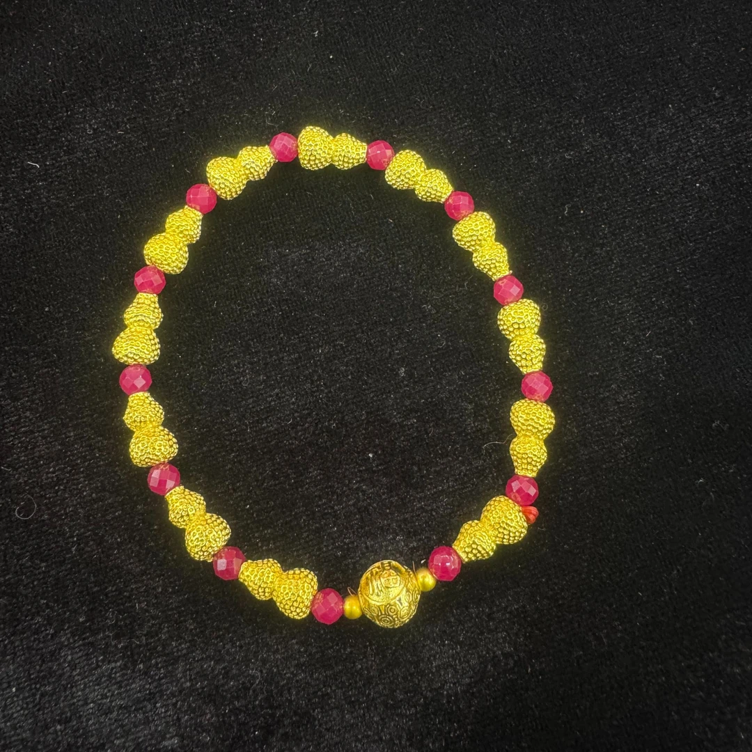 培育红宝石【万姐】匠心工艺培育红宝石葫芦合金镶嵌手链【YBR58】