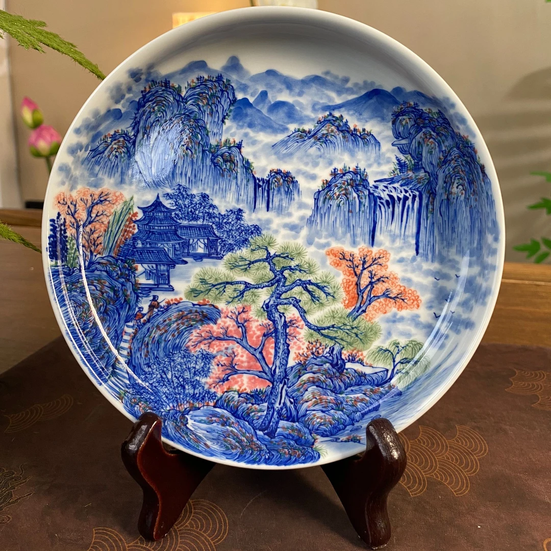 【惜之悟造】玄泽五彩山水壶承 景德镇纯手工手绘茶器茶具