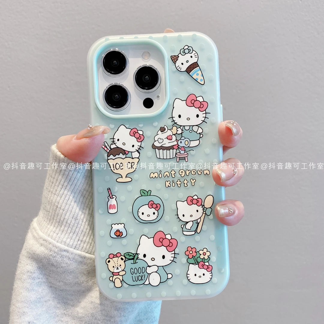 （苹果）果冻壳适用iPhone16promax15/14/13/12/11薄荷绿凯蒂手机壳