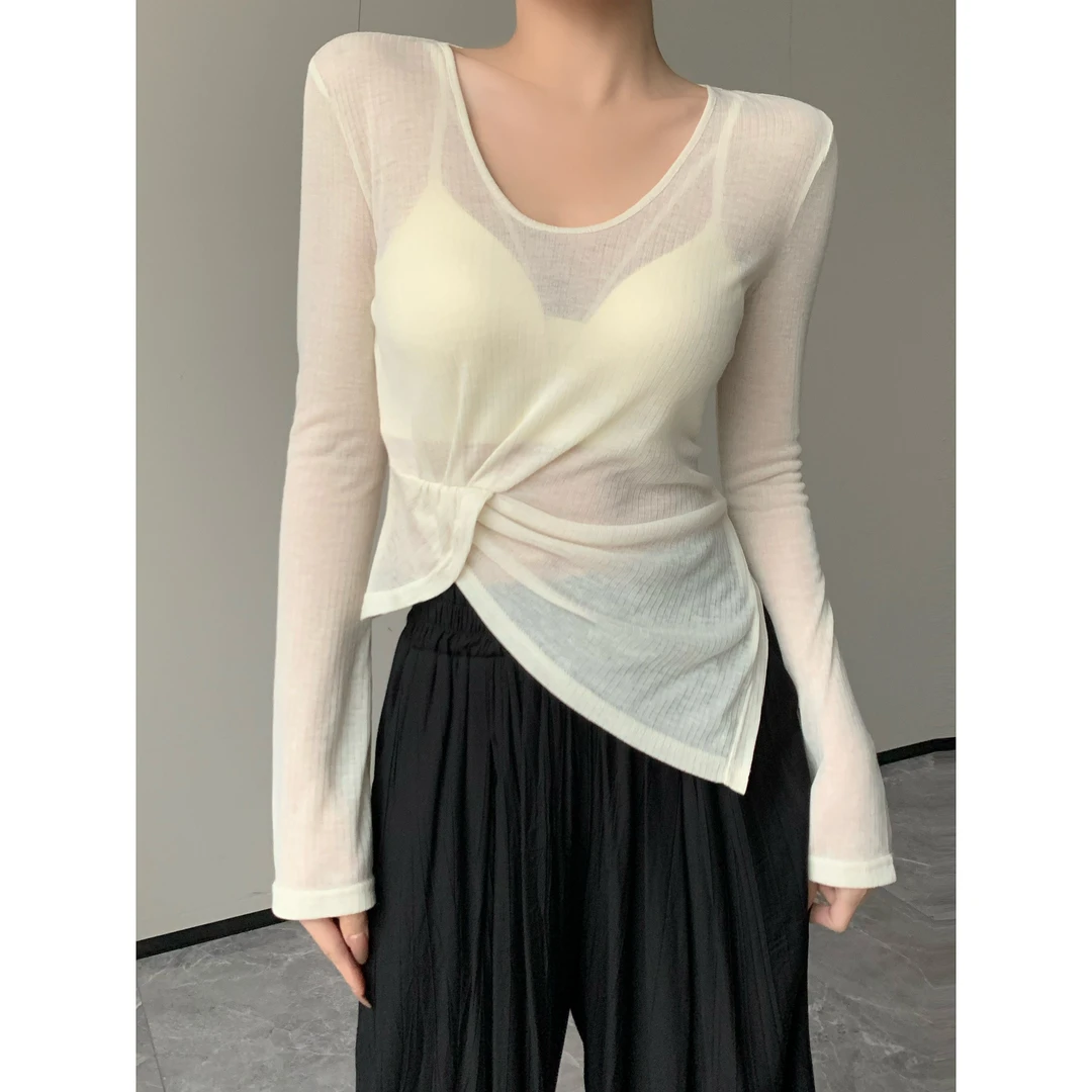 JIJINQI【现货清仓】长袖独特薄款上衣夏季漂亮显瘦衣服JINQCSP0503