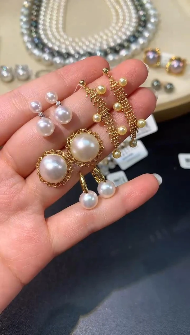 【彩虹盘】海水珍珠耳饰-多样性发一件-18K金镶嵌-HH20|BZZ4