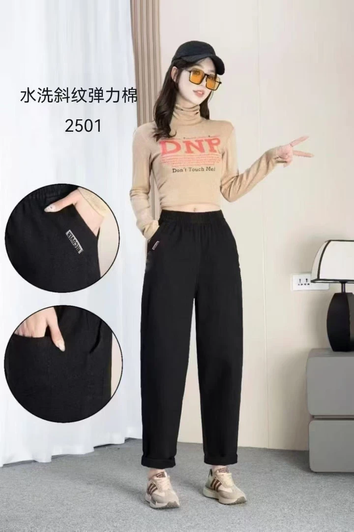 2025新款休闲裤哈伦裤厚款萝卜裤高腰显瘦松紧口袋