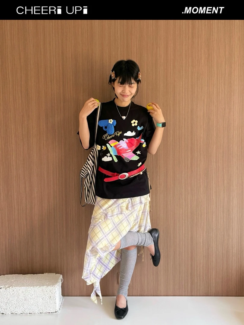 CHEERi UPi｜25SS春夏儿时的玩具枪涂鸦立体钩针短袖T恤