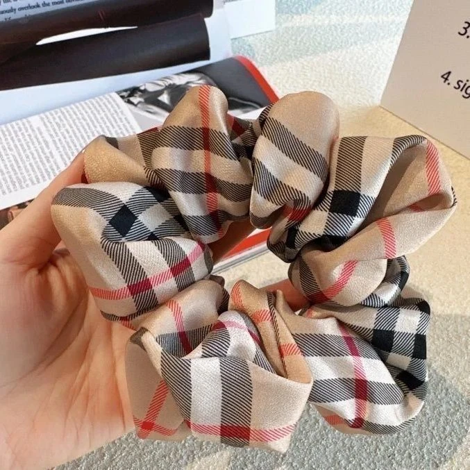 【人手一个】简约百搭韩系格纹丸子头大肠发圈发绳头绳大号头花头饰