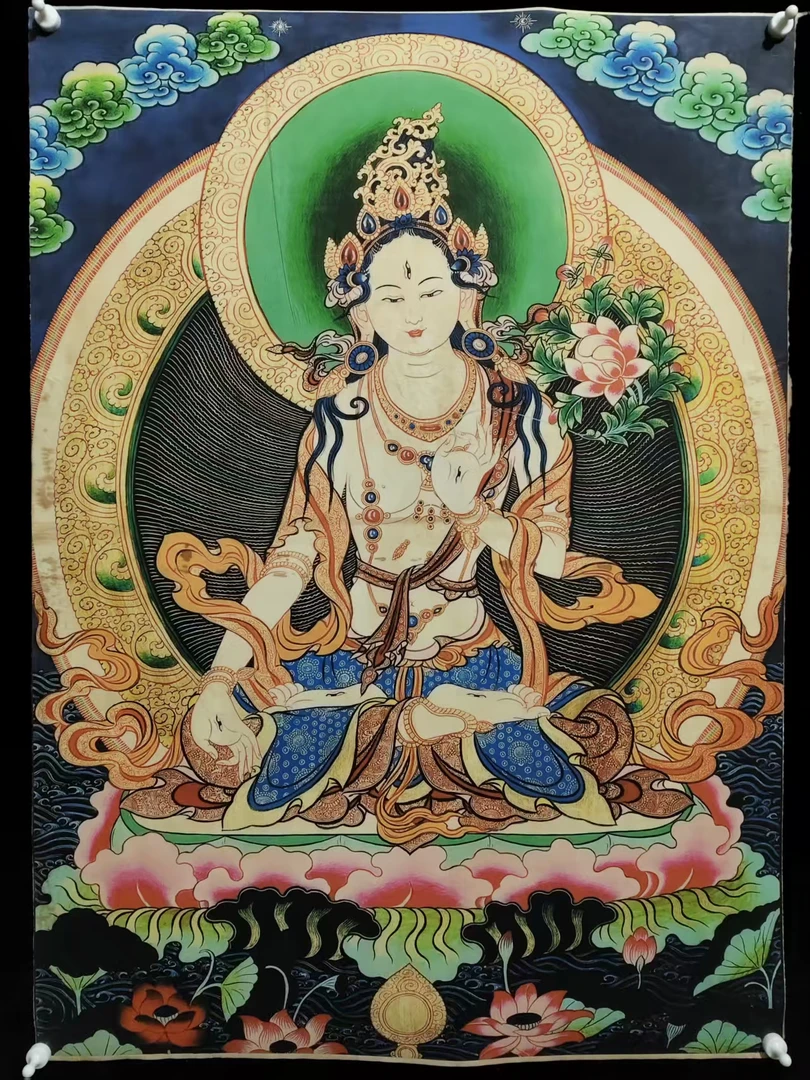 A70高端精品绿度母绘画类唐卡