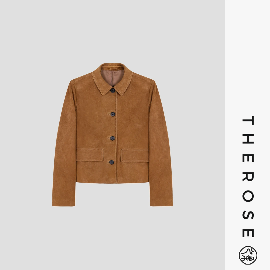 之柔【惠灵顿】西班牙进口无涂绒面复古皮夹克时尚休闲柔软长袖外套