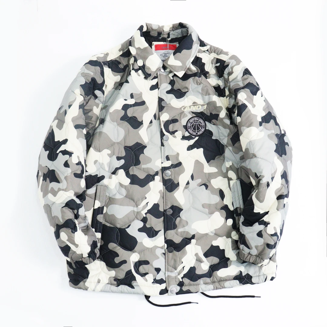 男款休闲时尚扎染印花百搭简约迷彩纯色棉服8575