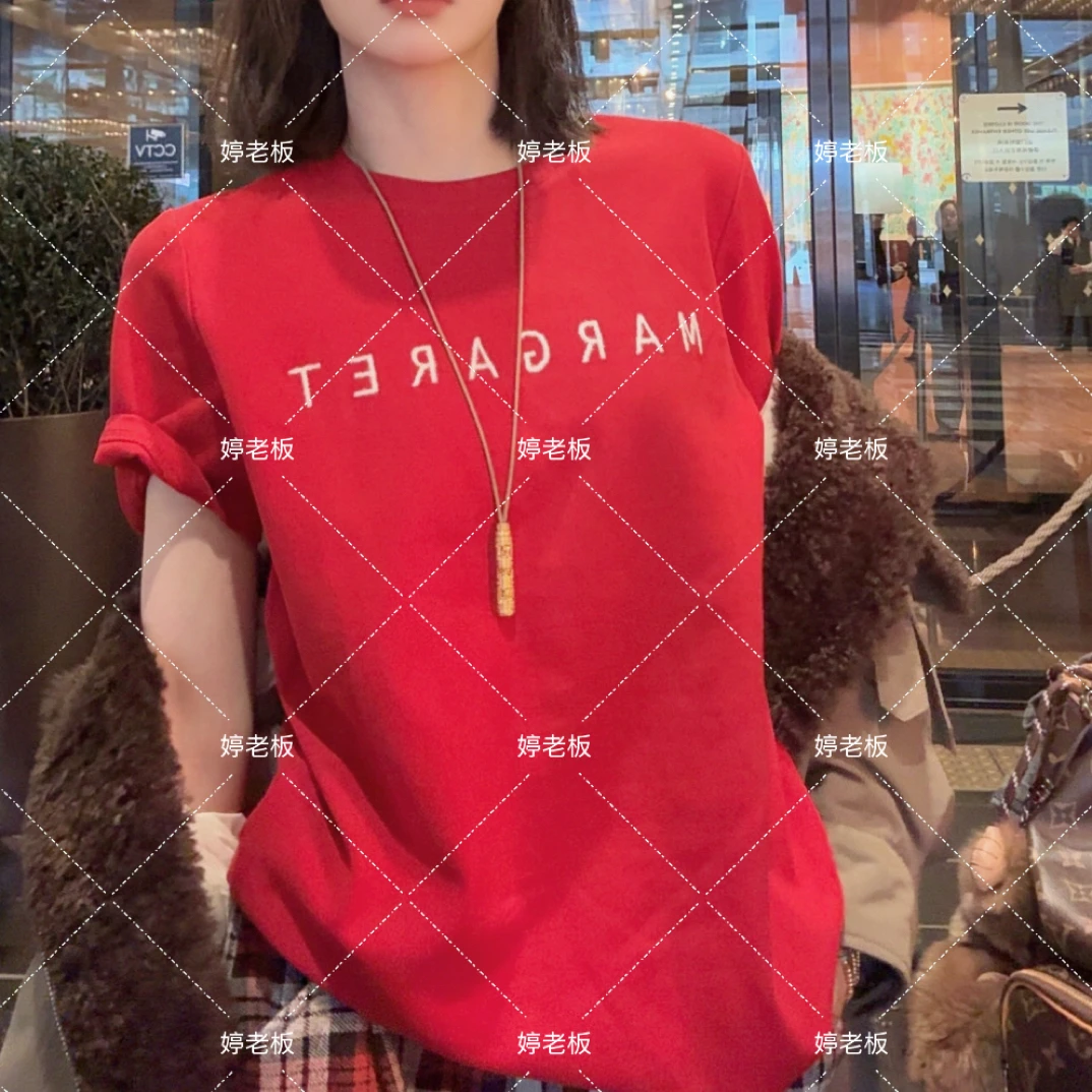 『婷老板』新款、M字母简约百搭两色短袖T恤777-20