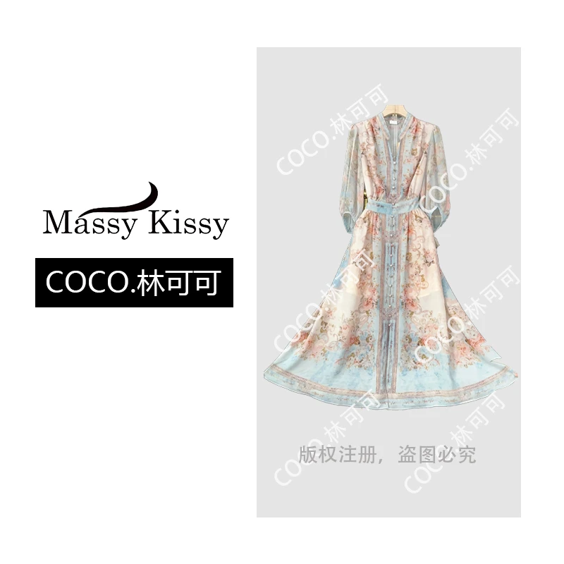 【COCO林可可】2025夏季轻奢时尚气质百搭初夏中袖碎花连衣裙女6579
