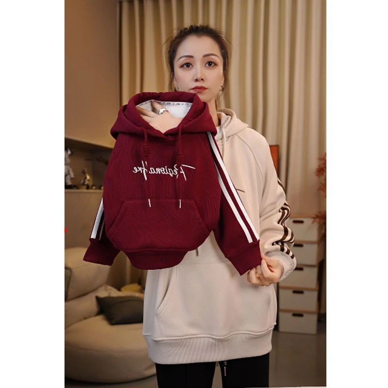 清仓不补加绒加厚拼接款秋冬加绒儿童运动洋气时尚冬季连帽卫衣