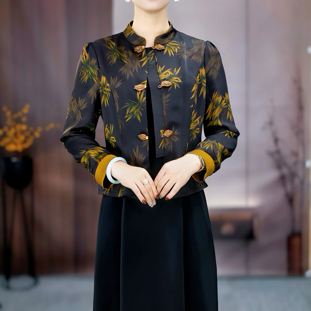 春季新款假两件新中式改良旗袍2025年妈妈装气质中长款显瘦连衣裙