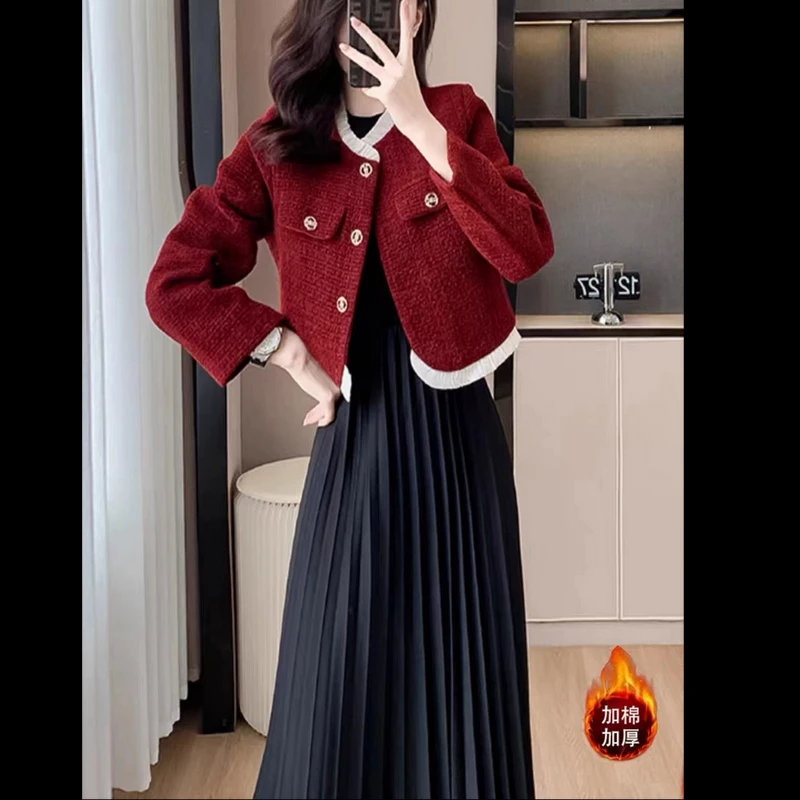 2025春季新款法式小香风小个子显瘦气质短外套女时尚赫本风毛呢款