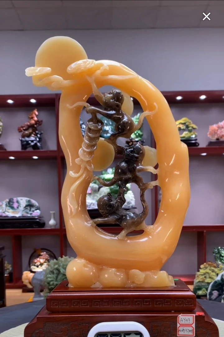 8177家居装饰摆件玉石雕刻电视柜玄关新中式创意书房山水花鸟白菜