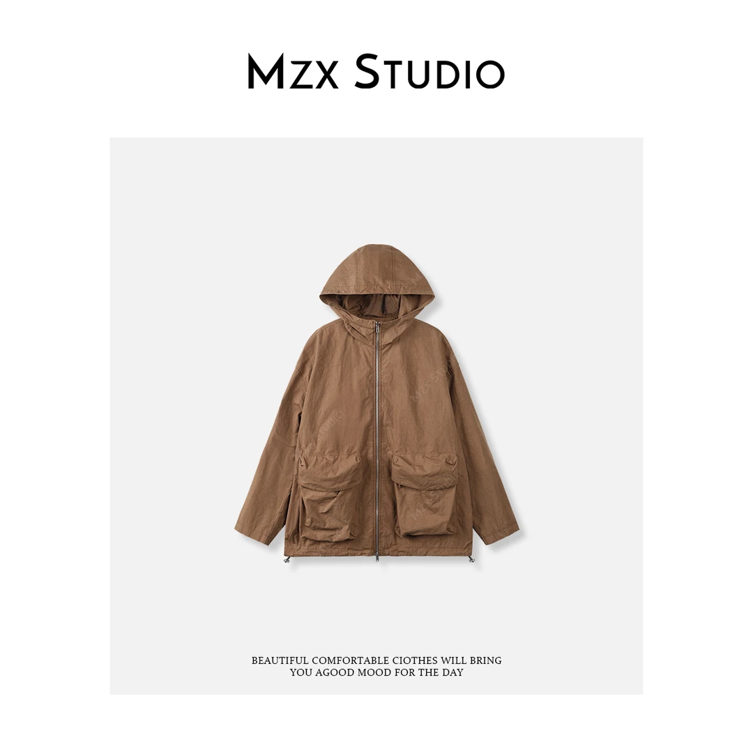 MZX 秋季琥珀色系多口袋工装风连帽外套上衣 WT9879-P