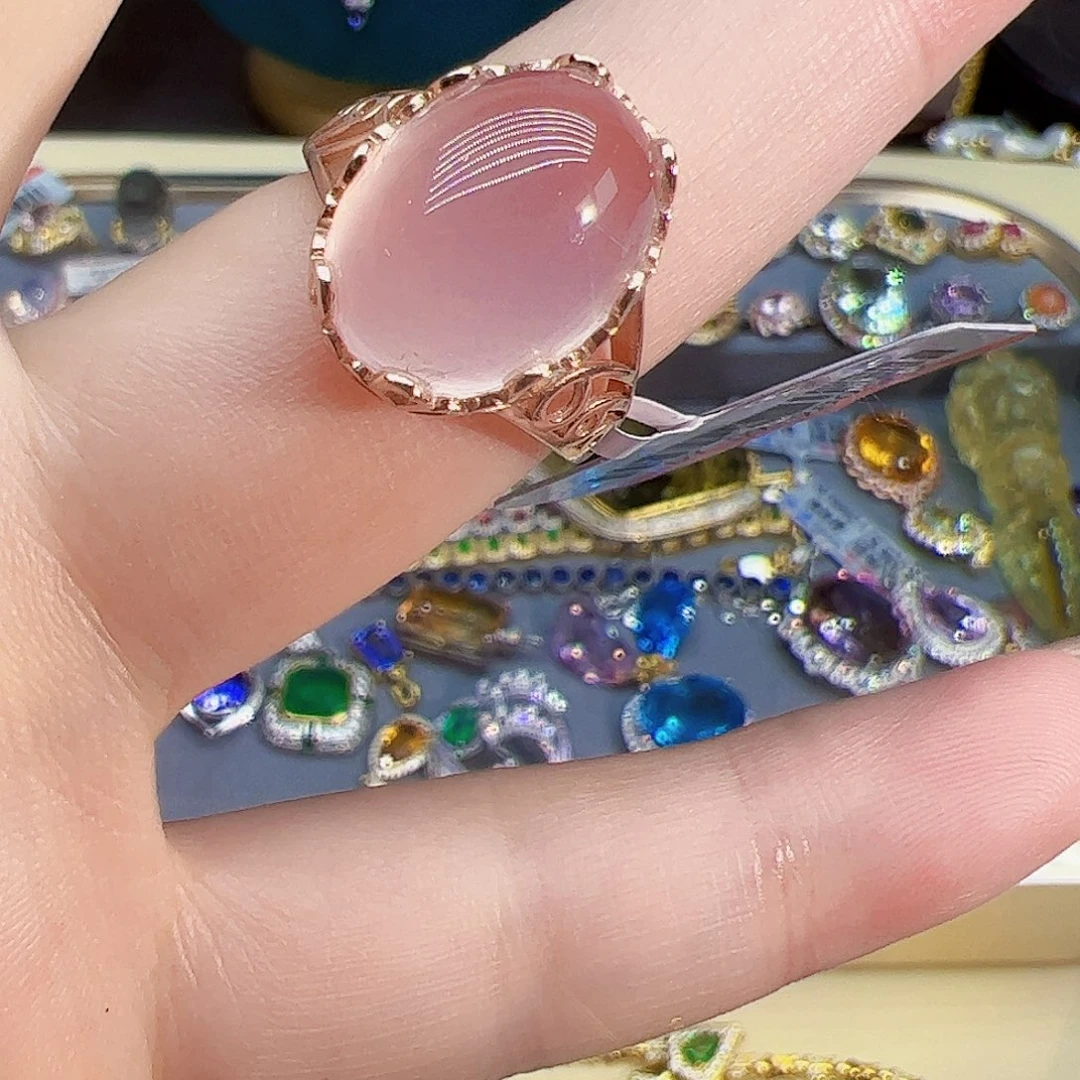 芙蓉石戒指银S925镶嵌