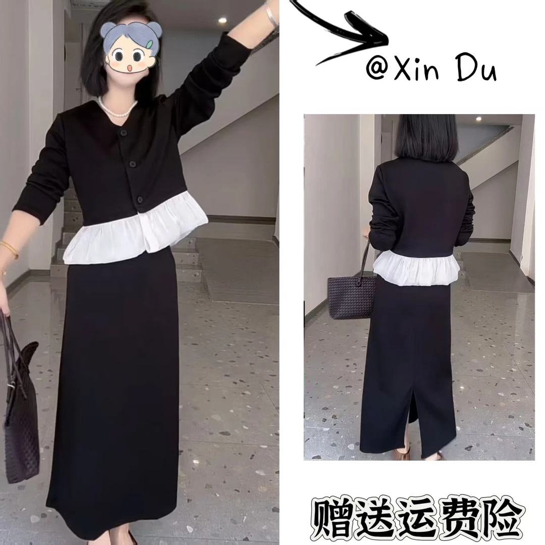 2025秋季新款时尚显瘦气质女士网红洋气两件套百搭款D22169