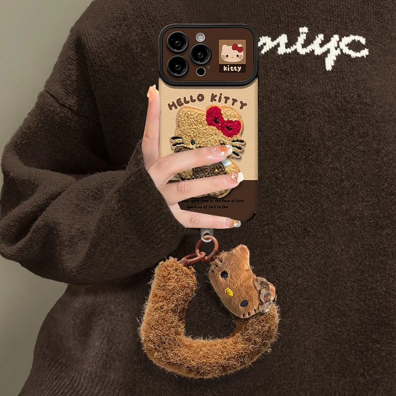 毛绒kt挂绳适用苹果17华为VIVO/OPPO小米iPhone16视窗贴皮手机壳