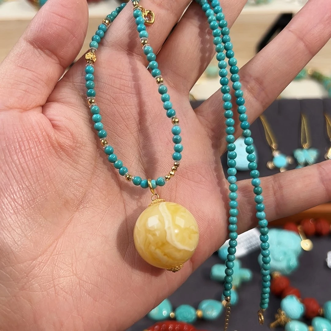 18K金镶嵌绿松石套链路路通套链