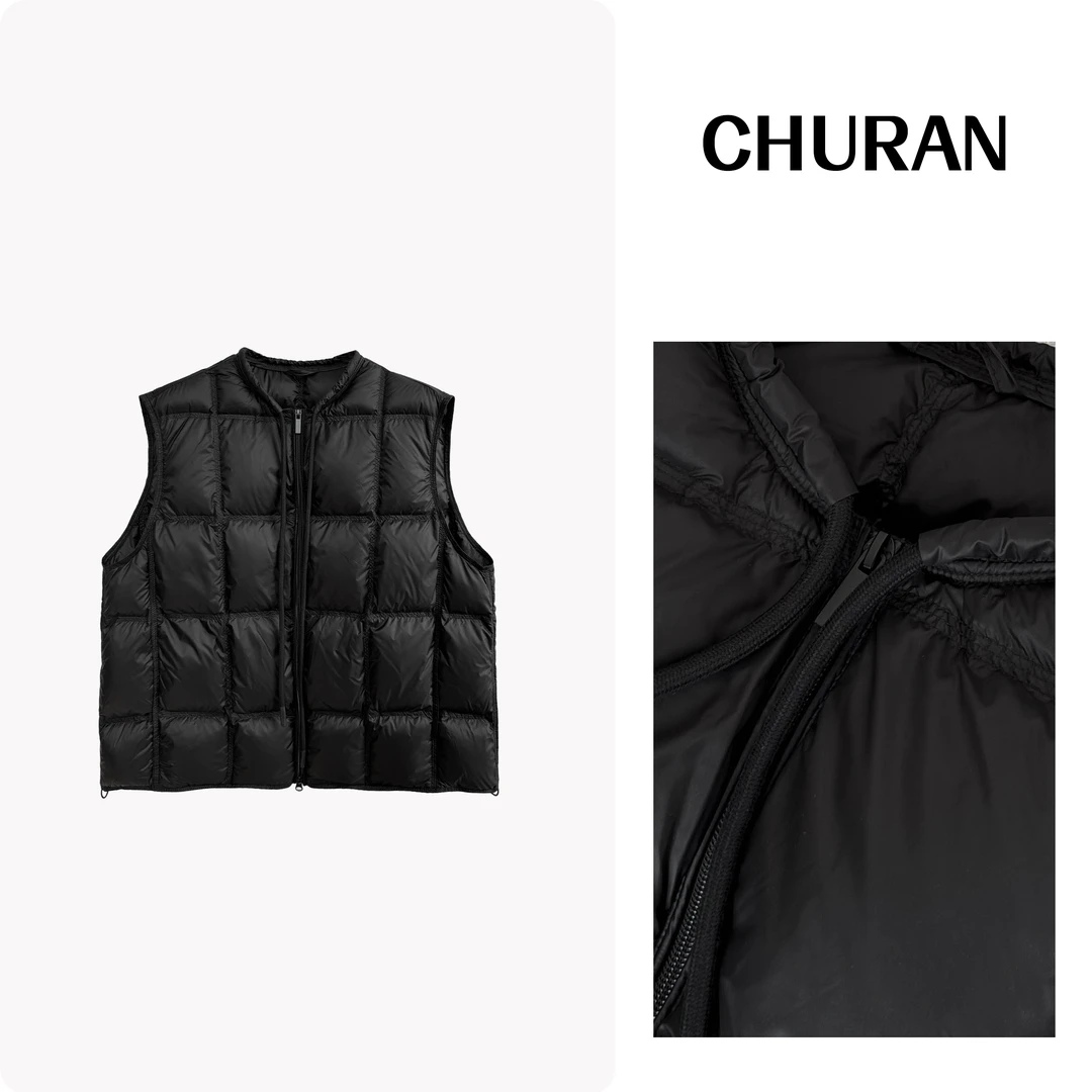 秋冬新款韩系圆领宽松大版羽绒服白鸭绒马甲女韩版坎肩马夹