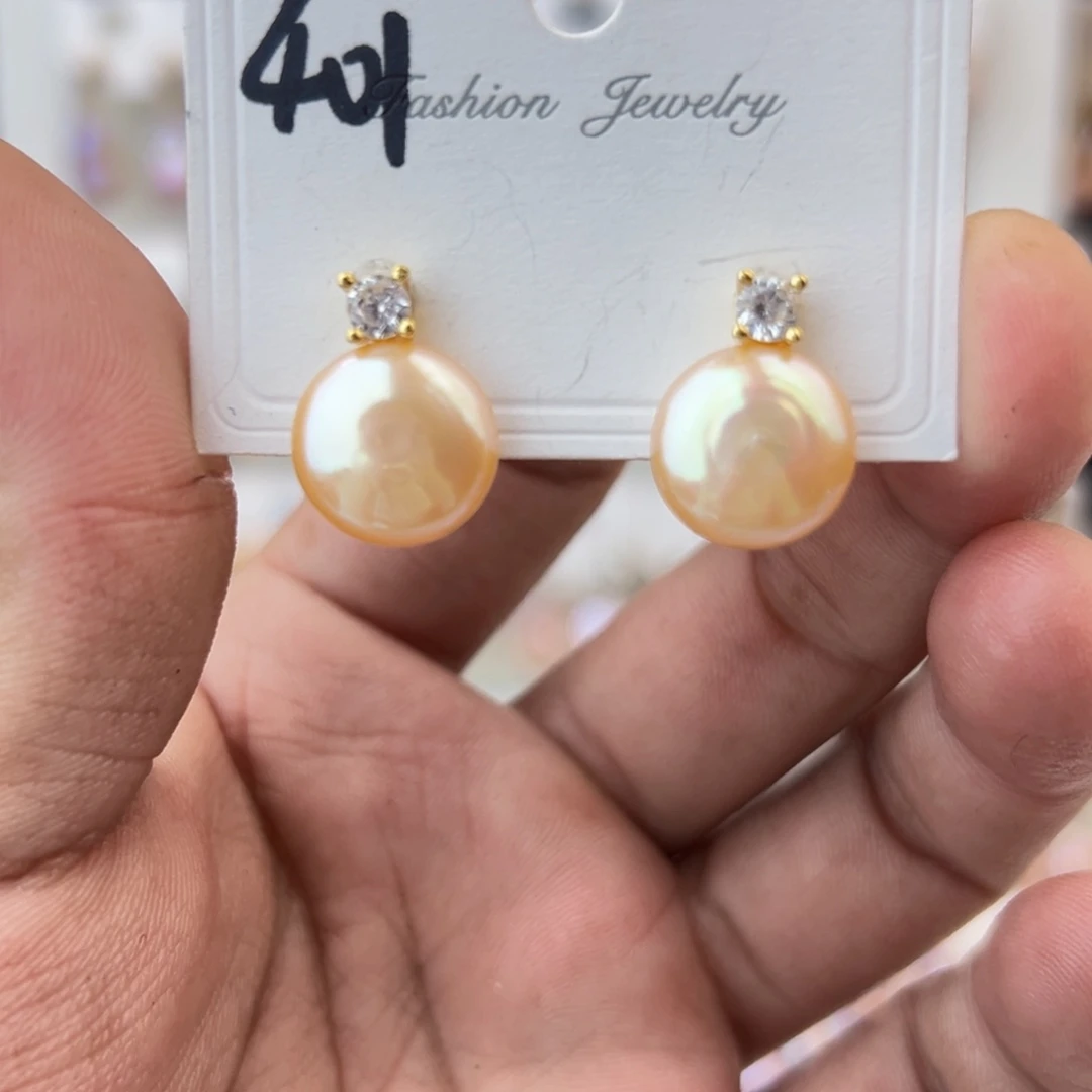 淡水珍珠耳饰银S925镶嵌