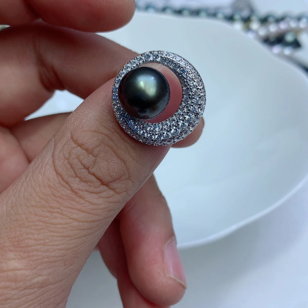 海水珍珠戒指银S925镶嵌