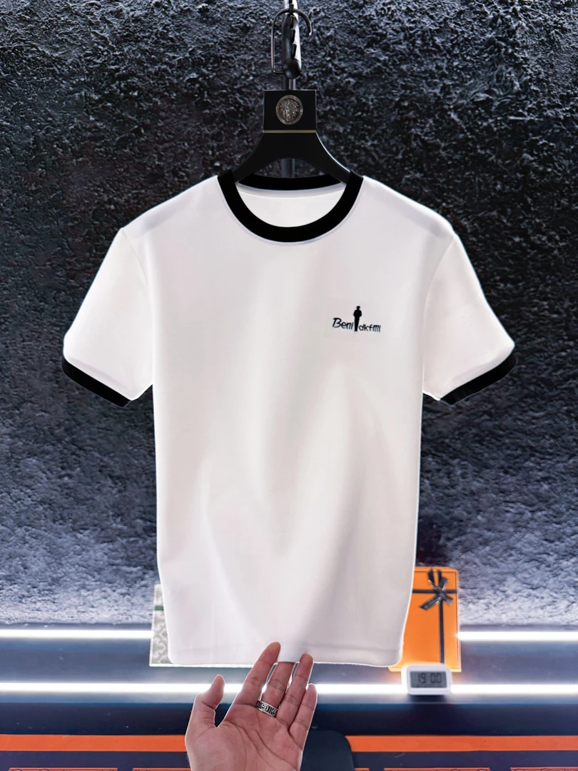 2025网红爆板夏季新款短袖轻奢3D刺绣潮时尚圆领T恤百搭半袖流行